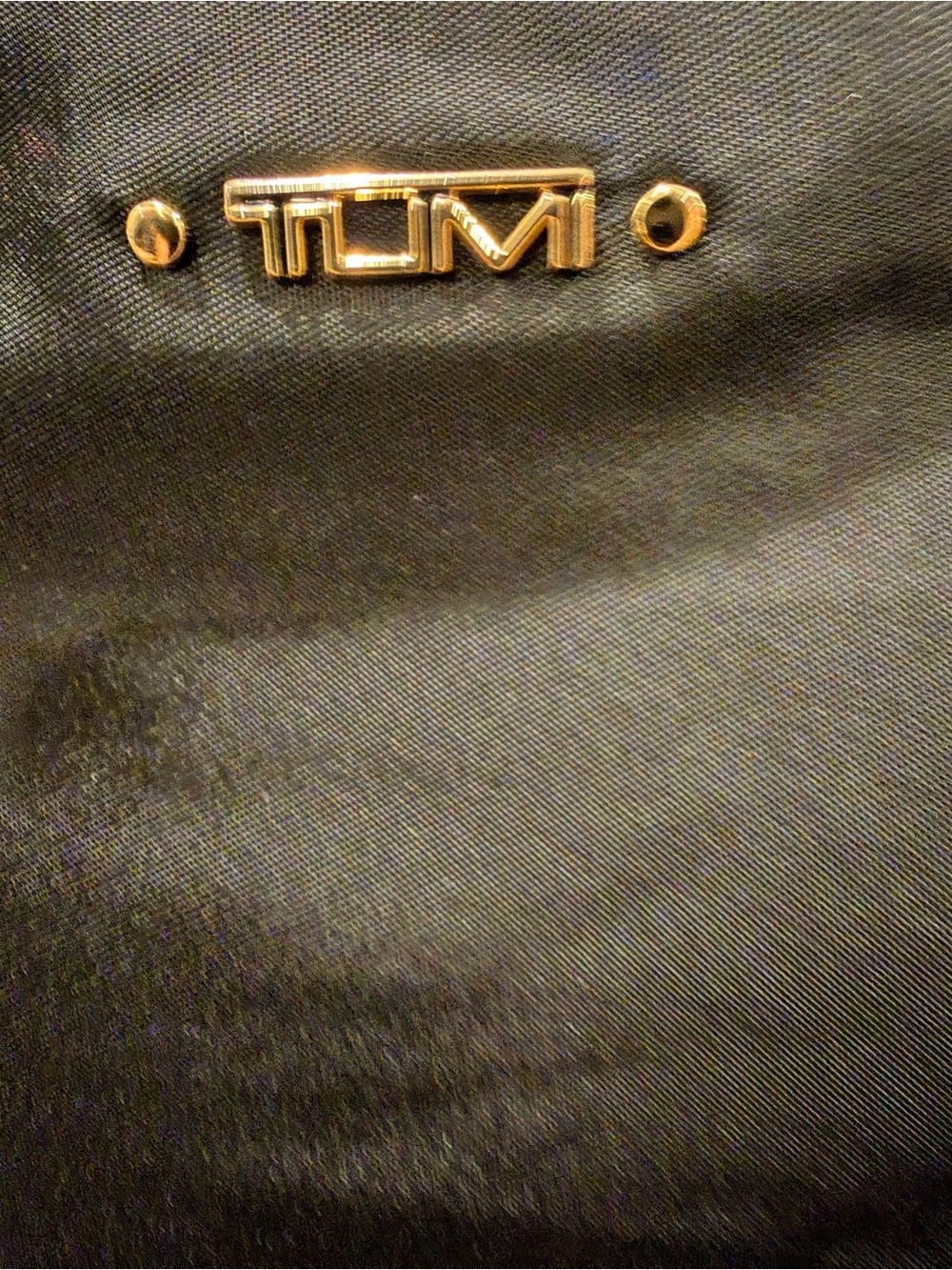 Tumi Black Laptop Bag with Gold Logo Accents